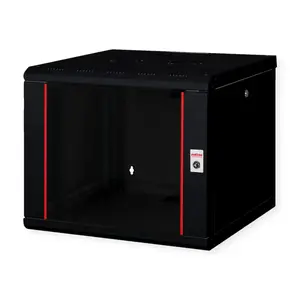 ROLINE настенный шкаф 19" Pro 9U, 600x600 ШxГ, чёрный, замок с ключом, IP20