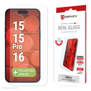 Защитное стекло Displex для Apple iPhone 15/15 Pro/16 Устойчивое к царапинам