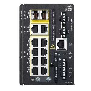 Pārvaldāms L2 Gigabit Ethernet komutators Cisco Catalyst IE3105 — 8× RJ-45 10/100/1000, RS-232/Micro-USB konsole, DC-in
