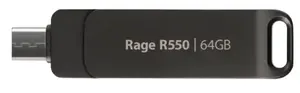 USB-накопитель PATRIOT Rage R550 64 ГБ, USB 3.2 Gen 1 (USB-A + USB-C), 100 МБ/с, поворотный, чёрный