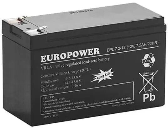 Aizvērts AGM uzlādējamais akumulators Europower EPL