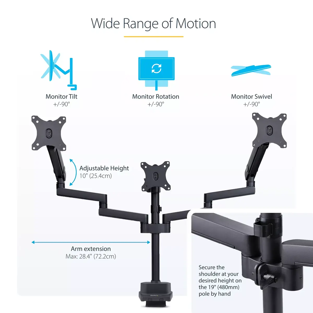 Крепление для трех мониторов StarTech.com 3MP2AG-MONITOR-ARM Photo 6