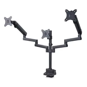 StarTech Desk Mount Triple Monitor Arm for Up To Three 27-inch Screens VESA 75x75 and 100x100 Mechanical Spring Arm C-Clamp and Grommet Black