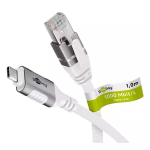 Networking Cable Goobay 74165 USB C RJ-45 Cat6 1m White