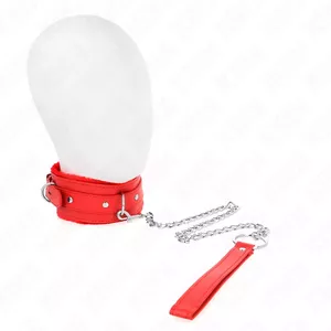 KINK Collar with Leash, 65 cm, Red, Adjustable 36-42 cm x 5.5 cm