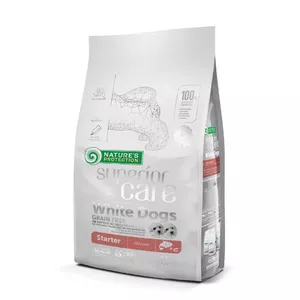 Сухой корм для щенков nature’s protection Superior Care White Dogs Grain Free Starter с лососем, 1.5 кг, белок 27%, жир 16%