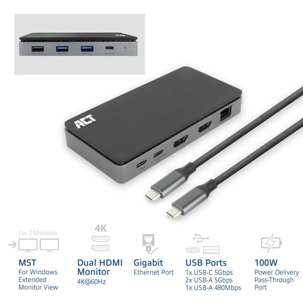 Док-станция ACT AC7093 USB-C 4K MST Photo 2