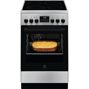 Brīvi stāvoša cepeškrāsns Electrolux LKR540266X — 4 virsmas keramiskā virsma, elektriskā krāsns 57 L, nerūsējošais tērauds, A klase, 50 cm