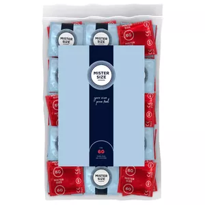 Condoms mister size pack of 100 — nominal width 60 mm, latex, lubricated, teat-ended, vegan