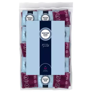 Condoms mister size Size 64 mm — pack of 100, natural rubber latex, lubricated, teat-ended, vegan