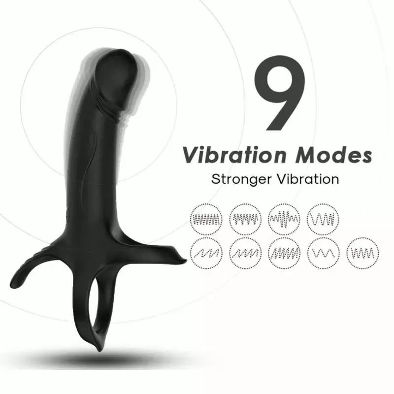 Penis Attachment ARMONY DILDO WITH RING & VIBRATOR BLACK D-241563 Photo 6