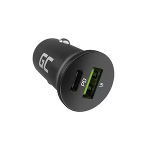 Car charger Green Cell CADM-GC-38AC 38W, 1x USB-C (PD 3.0) + 1x USB-A, aluminium housing, black