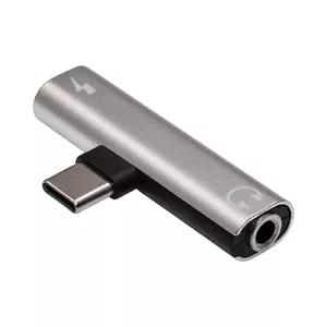 Audio sadalītājs Akyga AK-AD-71 — USB-C uz 3.5 mm Mini Jack, melns/ sudraba, 46×23×8 mm
