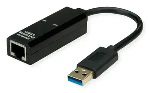USB Type-A to RJ-45 adapter VALUE 12.99.1119 — black, USB-A host, RJ-45 output, male-to-female, 22×59×16 mm