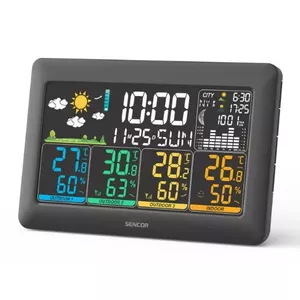 Метеостанция SENCOR SWS6300 с 3 беспроводными датчиками температуры и влажности (внутри/снаружи), барометр, радиочасы DCF77