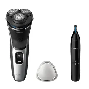 Электрическая бритва Philips S3143/02 для влажного и сухого бритья, роторная, с системой лезвий PowerCut, триммером, черно-серебристая, аккумуляторная