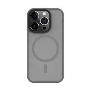Hibrīda aizsargvāciņš Connect priekš iPhone 15 Pro — magnētisks, PC+TPU, sudrabots