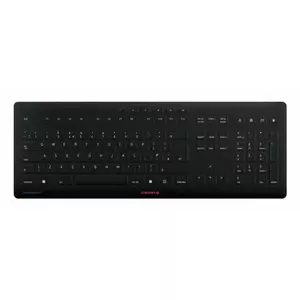 Klaviatūra Cherry CHERRY STREAM PROTECT WIRELESS pilna izmēra (100%), RF bezvadu, šķērsveida (scissor) slēdži, QWERTY, melna
