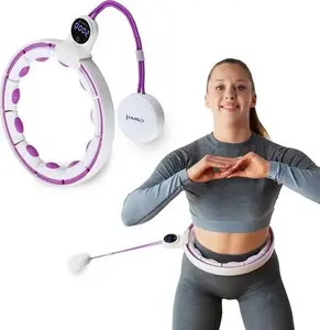 Hula Hoop HMS HHM17 balti-violets ar magnētiem un svaru, regulējams fitnesam