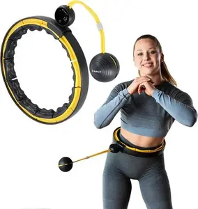 Обруч HULA HOOP HMS HHM21 чёрно‑жёлтый с магнитами, TPE защёлки и груз, с счётчиком HMS