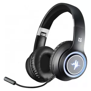 Headphones DEFENDER Freemotion B571 — wireless Bluetooth, over-ear head-band, USB-C, AUX, 20–20000 Hz, 115 dB, built-in rechargeable battery, LED (Black)