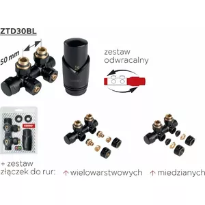 Thermostatic angle valve set FERRO ZTD30BL, black