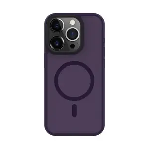 Гибридный чехол connect для iPhone 14 Pro Max — магнитный PC + TPU, глубокий фиолетовый