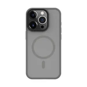 Гибридный чехол Connect для iPhone 15 Pro Max — магнитный, PC + TPU, серебристый