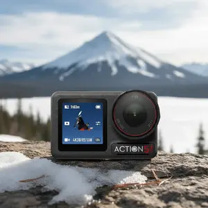 Action kamera DJI Osmo Action 5 Pro — 40 MP CMOS, 4K Ultra HD (3840×2880), 155° FOV, 120 fps, 2× digitālais tālummaiņa, Wi‑Fi, iebūvēts displejs, MicroSD, melna
