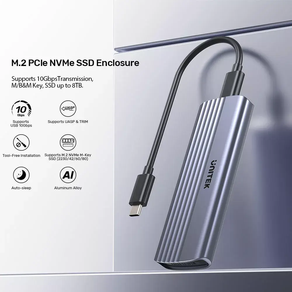 Unitek S1241B01 SSD enclosure — M.2 NVMe, USB 3.2 Gen 2 Photo 3