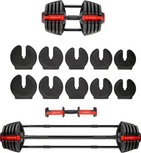 Adjustable Barbell Set HMS SGR40 PRO SET 2in1 – adjustable weight 43.5 kg, multifunctional bars and plates