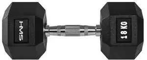 Гантель HMS HEX PRO 18 кг, шестигранные диски, чёрный