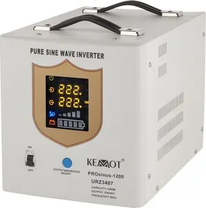 Neiztrūkstošais barošanas avots KEMOT PROsinus-2000 inverters 12V→230V tīra sinusoīda 2000VA/1200W ar lādēšanas funkciju