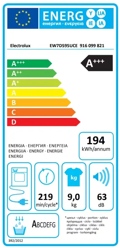 Electrolux EW7D595UCE kondensācijas žāvētājs 9 kg Photo 3