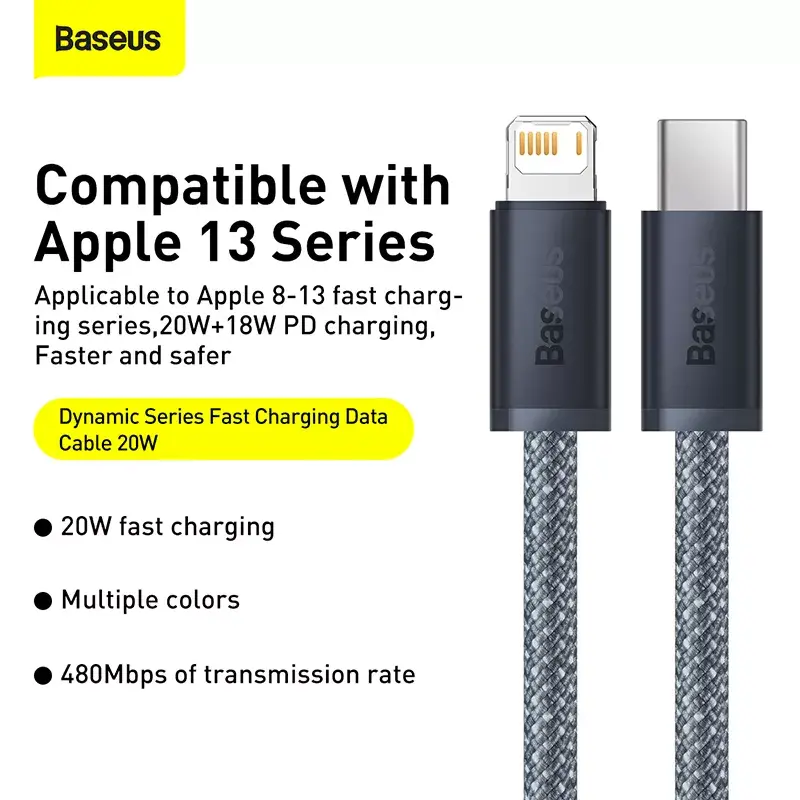 Kabelis Baseus Dynamic 2 m Pelēks Photo 11