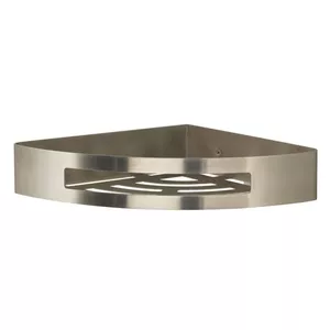 Угловая корзина для душа GEDY NERVA CORNER SHOWER BASKET BRUSHED — угловой настенный органайзер с матовой нержавеющей отделкой