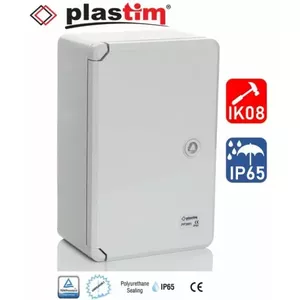 Plastic enclosure cabinet electro base PP3003 H500×W400×D175 mm, grey doors, IP65