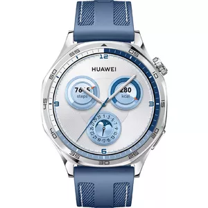 Смарт‑часы HUAWEI WATCH GT5 46 мм — 1.43" AMOLED, GPS, аккумулятор 524 мА·ч, корпус нержавеющая сталь, синий тканевый ремешок