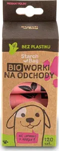 Биоразлагаемые пакетики для экскрементов ZOLUX STARCHBAG 8 рулонов по 15 шт., розовые