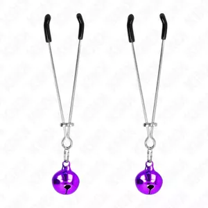 Nipple clamps KINK Thin Bell purple, 7 cm — adjustable metal clamps for intimate play