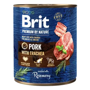 Влажный корм для собак Brit Premium by Nature с свининой и трахеей 800 г, для взрослых, банка, влажность 78%