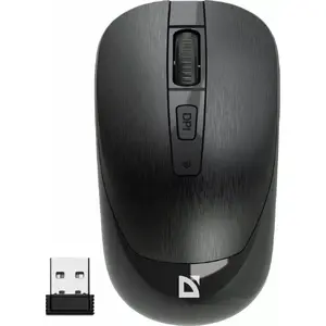 Bezvadu optiskā pele DEFENDER WAVE MM-995 — bezklikšķu klusās pogas, 1600 DPI, melna