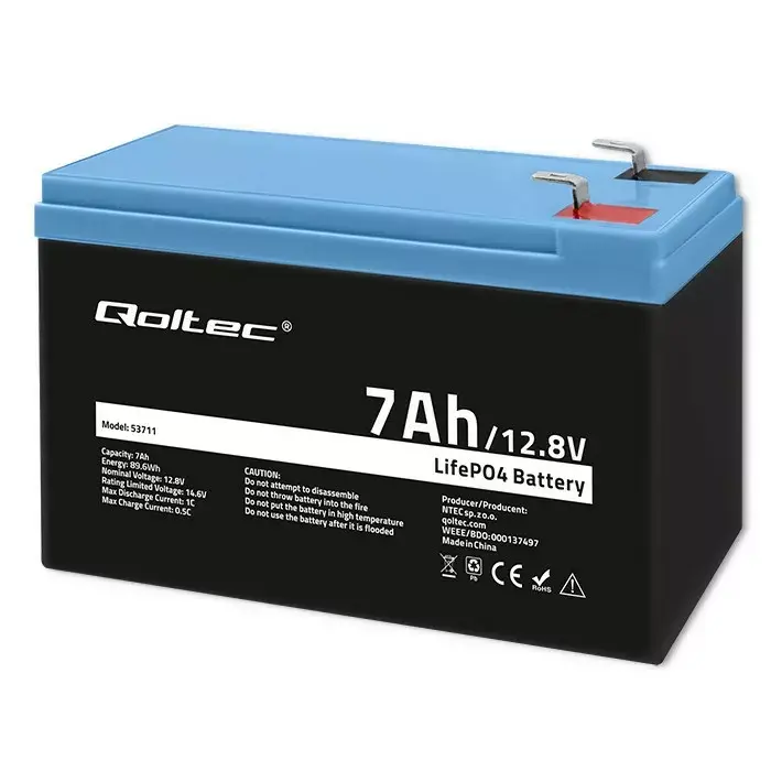 LiFePO4 akumulators QOLTEC 12.8V 7Ah ar BMS Photo 6