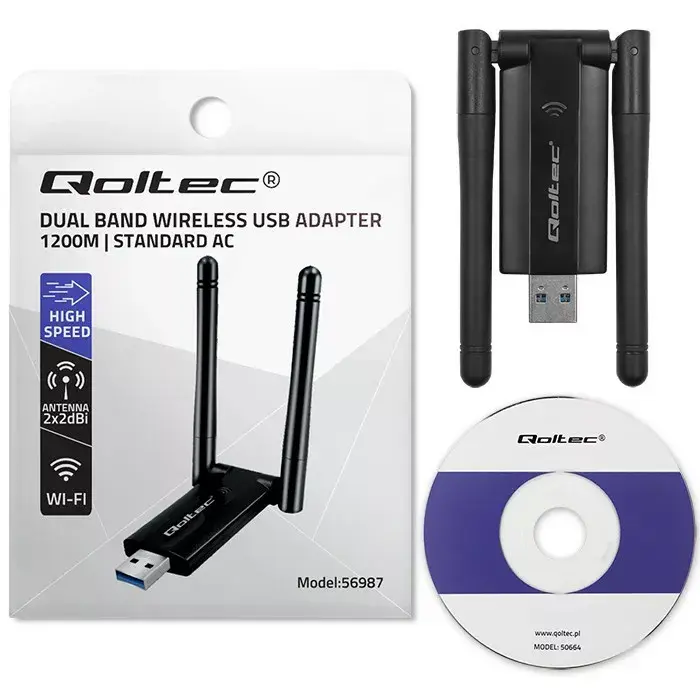 Wi‑Fi адаптер QOLTEC 56987 USB 3.0 Photo 4