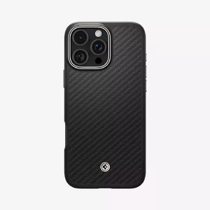 Mobilā telefona vāciņš Spigen Enzo Aramid Cover priekš iPhone 16 Pro, TPU, der 6.3" (16 cm), melns
