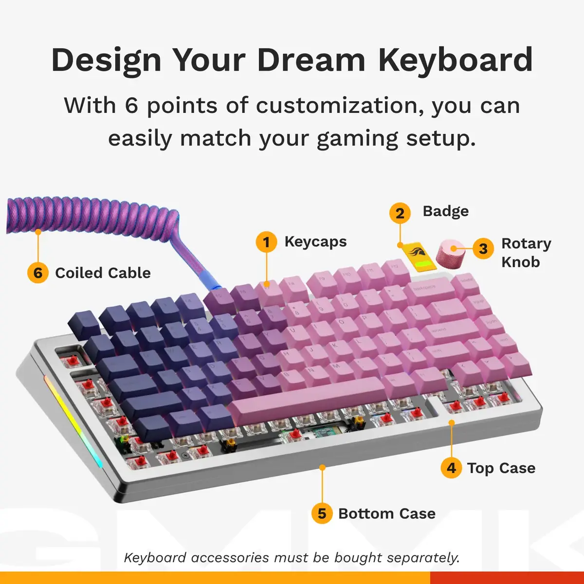 Glorious Gaming GMMK 3 PRO 75% Prebuilt keyboard GLO-KB-GMMK3-PRO-75-PB-FOX-WL-SIL-US Photo 8