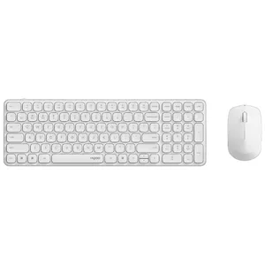 Tastatūra un pele RAPOO 9310M — pilna izmēra bezvadu tastatūra (RF + Bluetooth), balta, ar peli