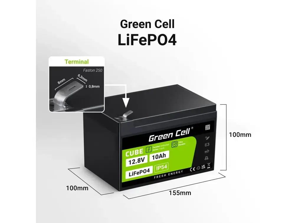 Industrial battery Green Cell LFPGC12V10AH 12.8V 10Ah Photo 24