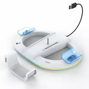 Vertikāla uzlādes statīvs iPega P5S045 RGB priekš PS5 / PS5 Slim — balts