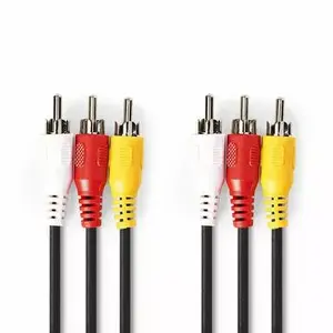 Композитный видеокабель Nedis CVGL24300BK15 1.5 м 3 x RCA Черный